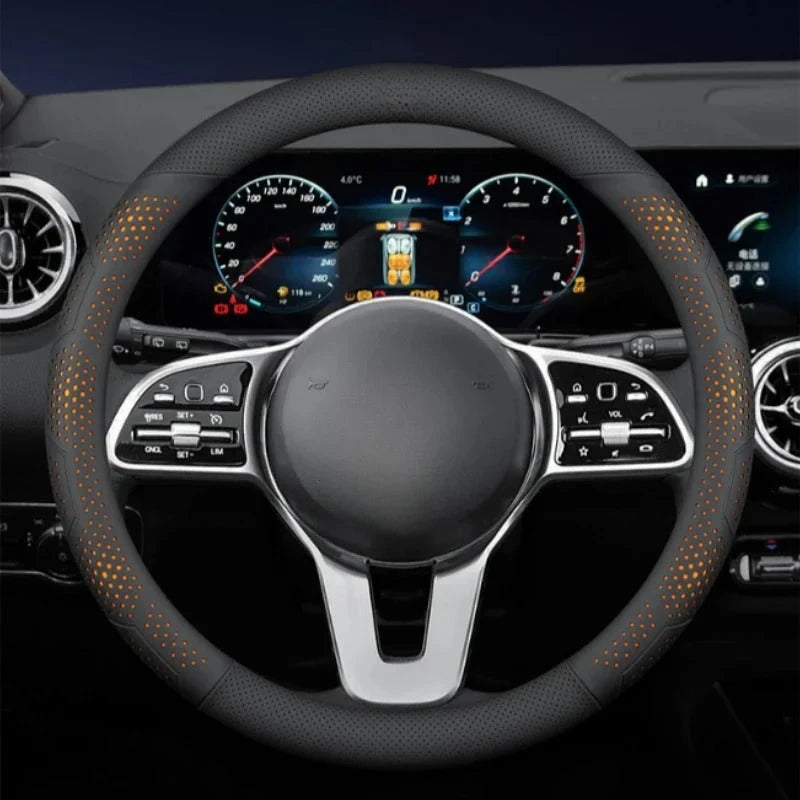 Nappa Leather Steering Wheel Cover – Anti-Slip Universal 38cm Case for Enhanced Comfort and Style - Delicate Leather