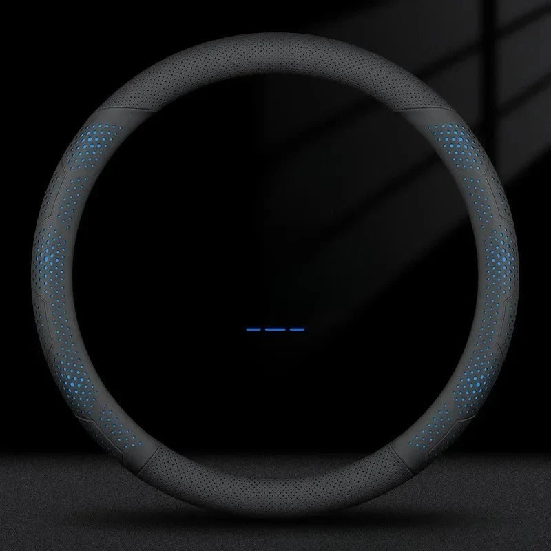 Nappa Leather Car Steering Wheel Cover with Silicone Non-slip Lining - Delicate Leather