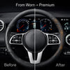 Nappa Leather Car Steering Wheel Cover with Silicone Non-slip Lining