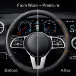 Nappa Leather Car Steering Wheel Cover with Silicone Non-slip Lining