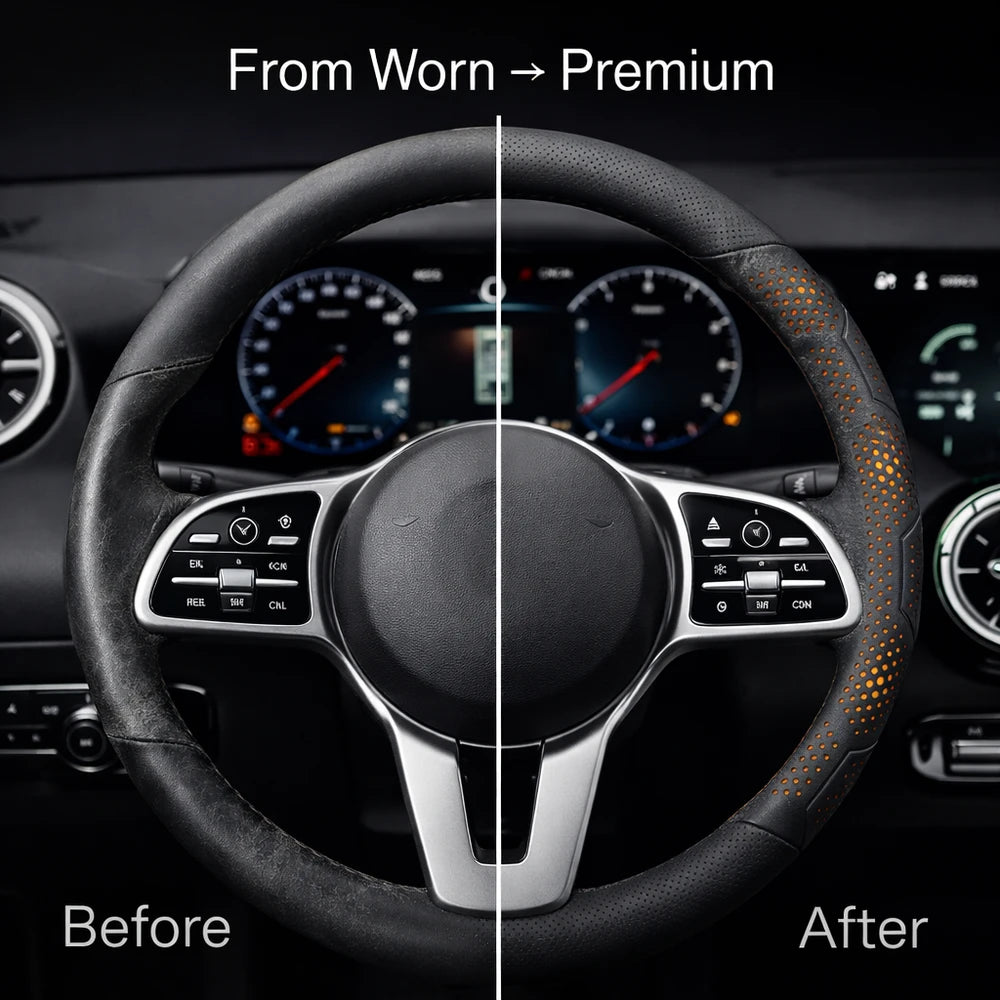 Nappa Leather Steering Wheel Cover – Anti-Slip Universal 38cm Case for Enhanced Comfort and Style - Delicate Leather