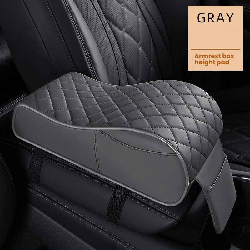 Curved PU Leather Armrest Cushion – Car Center Console Pad with Storage Pocket - Delicate Leather  
