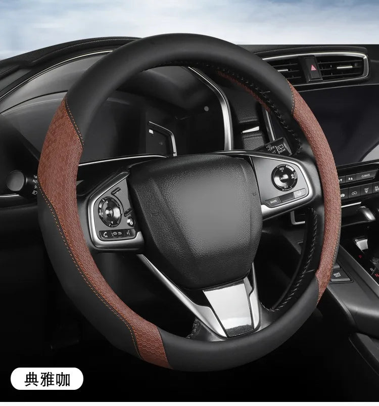 Nappa Leather Steering Wheel Cover – Anti-Slip Universal O/D Type Interior Accessory - Delicate Leather  