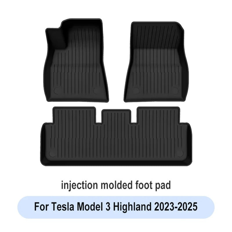TPE Floor Mats for Tesla Model 3/Y 2019–2025 – Waterproof, Non-Slip All-Weather Car Interior Mats - Delicate Leather  