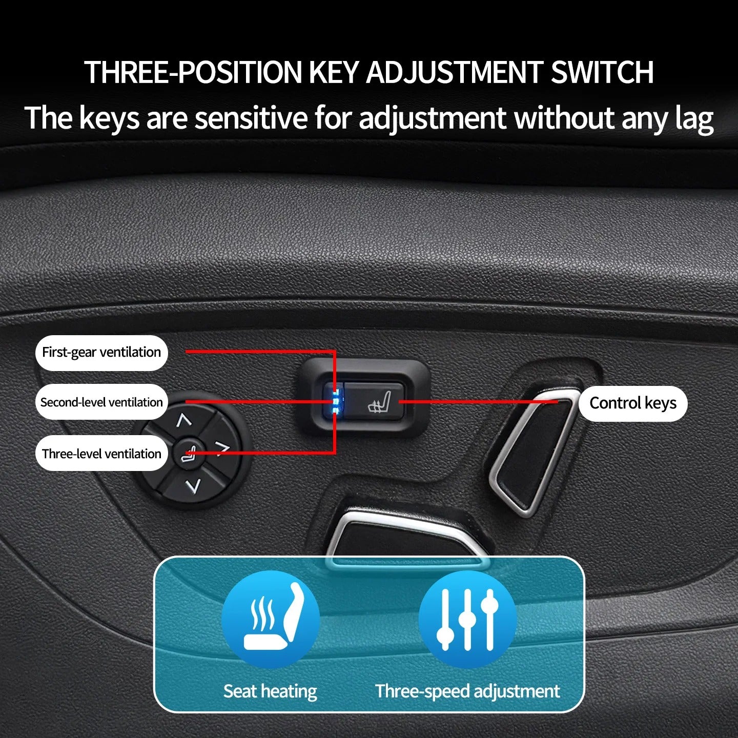 12V Universal Car Seat Heater Kit for 2 Seats – Alloy Wire Heating Pads with 3-Level Temperature Switch & Wiring Harness - Delicate Leather
