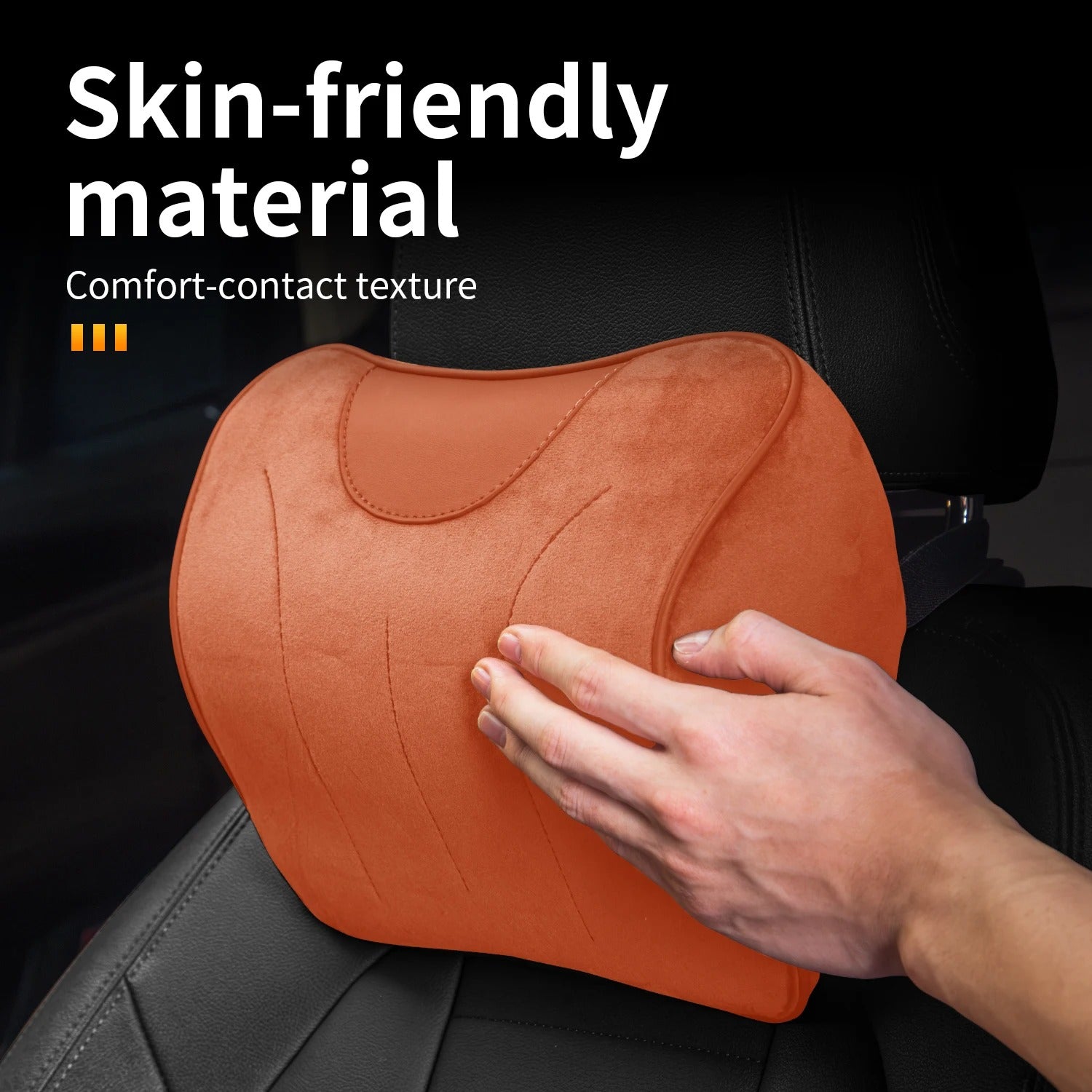 Car Seat Headrest Pillow – Universal Neck Support Cushion for Vehicle Seats - Delicate Leather  