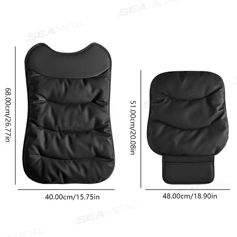 Leatherette Car Seat Cushion – Universal Breathable Front/Backrest Protector Mat for All Seasons - Delicate Leather  
