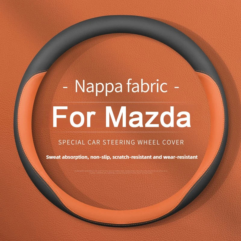 Nappa Leather Car Steering Wheel Cover – Breathable, Anti-Slip, Universal Fit (Round/D-Type) - Delicate Leather  