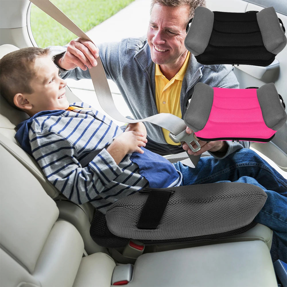 Inflatable Car Booster Seat Cushion – Portable PVC Travel Seat, Backless, Kids’ Seat with Storage Bag - Delicate Leather  