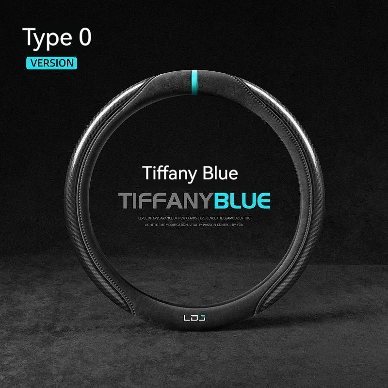 Carbon Fiber Style Steering Wheel Cover – Suede Anti-Slip 38cm Universal Interior Accessory - Delicate Leather  