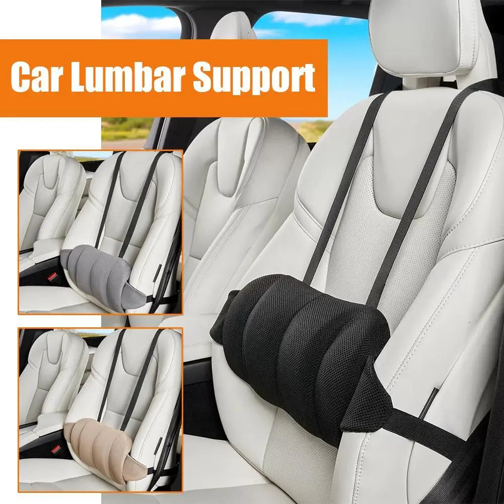 Memory Foam Car Lumbar Cushion – Ergonomic Seat Back Pillow for Vehicle Seats - Delicate Leather  