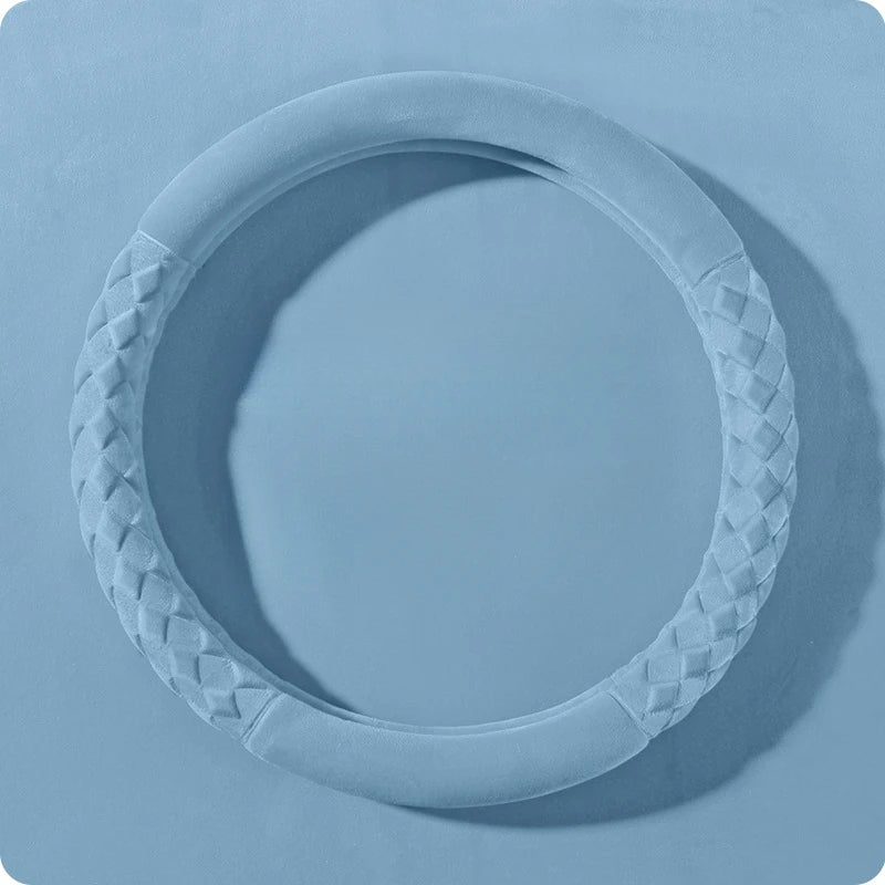 Fuzzy Steering Wheel Cover – Universal Winter Plush Anti-Slip Handle Protector - Delicate Leather  