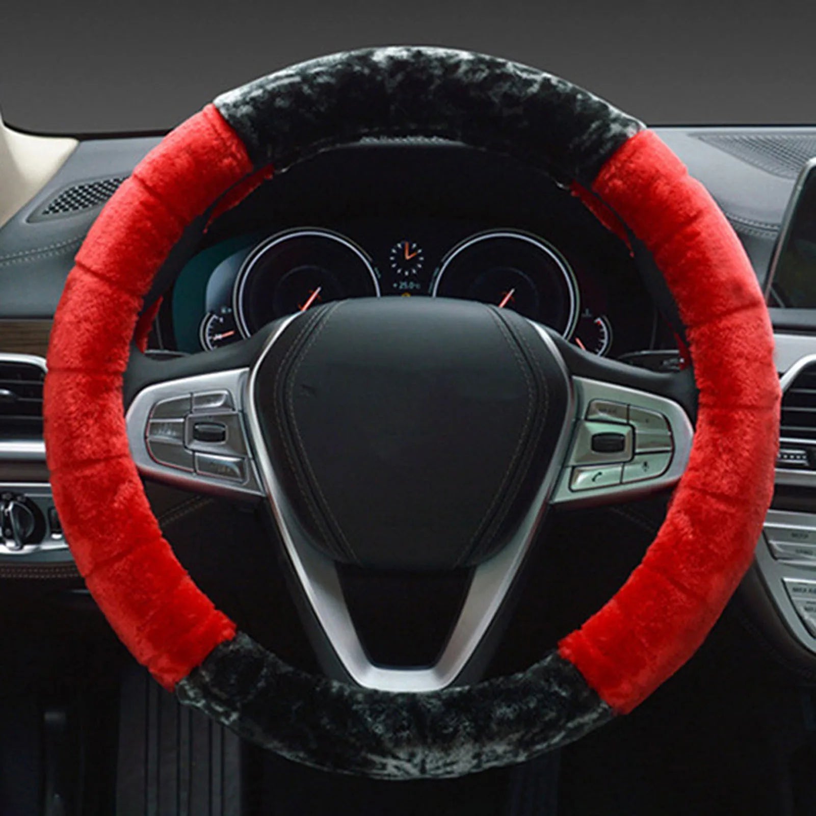 Winter Plush Steering Wheel Cover – Soft Anti-Slip Fluffy Grip, Universal 38cm Warm Driving Protector - Delicate Leather  
