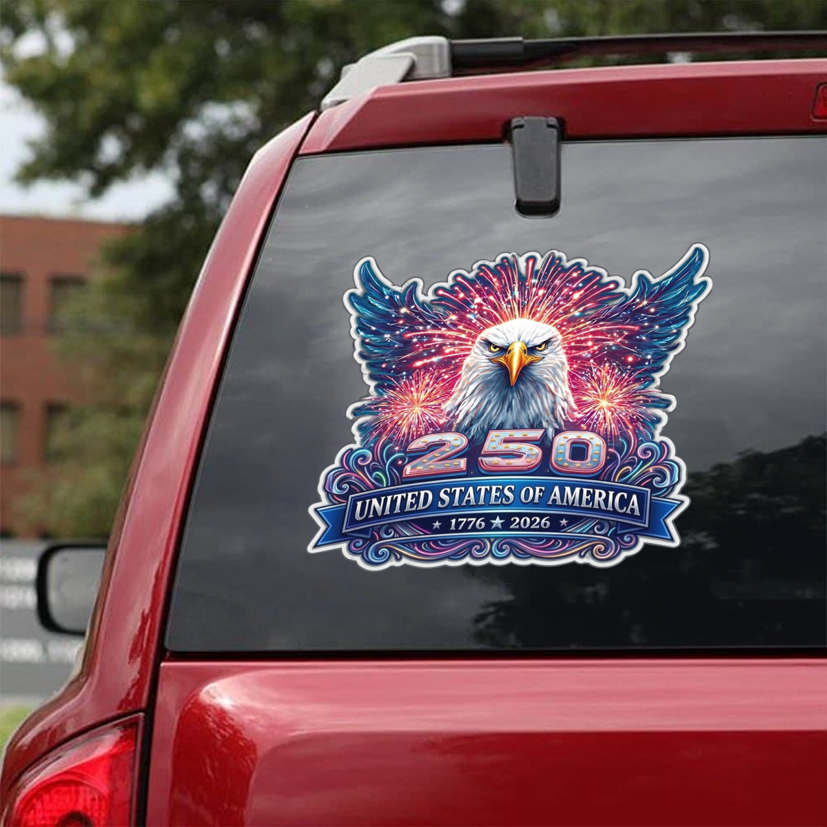 250 Years Anniversary Eagle & Fireworks Decal – Patriotic Vinyl Sticker 01 - Delicate Leather  