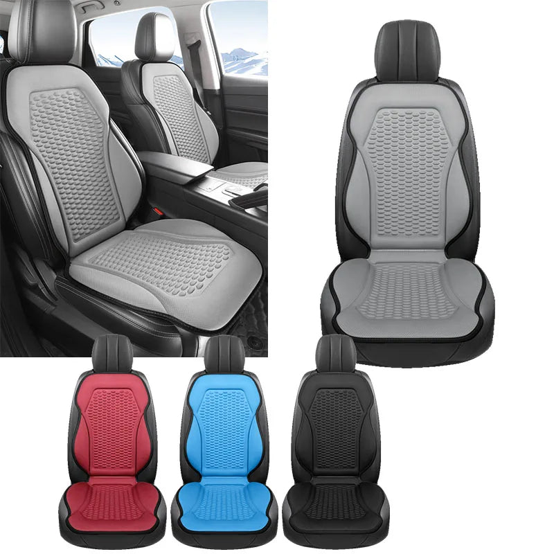 3D Textured Ice Silk Car Seat Cushion – Dual Front Seat Cooling Pads, Breathable Summer Comfort, Easy Installation, No Straps Needed - Delicate Leather  
