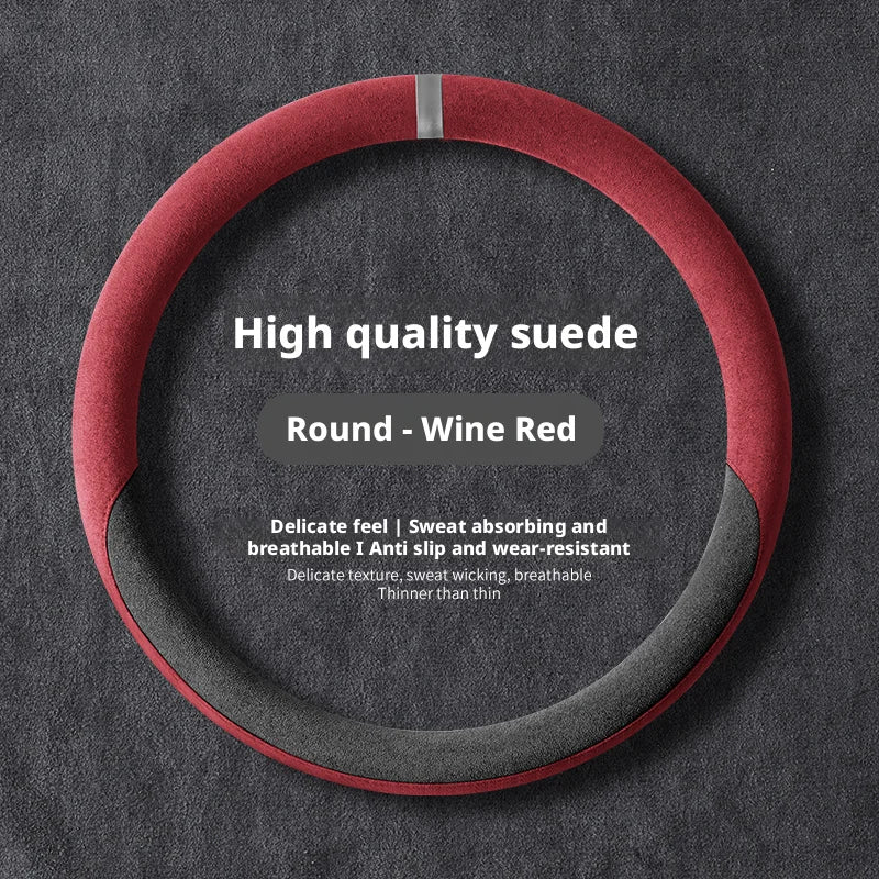 Dual-Color Steering Wheel Cover – Anti-Slip Universal Grip Interior Accessory - Delicate Leather  