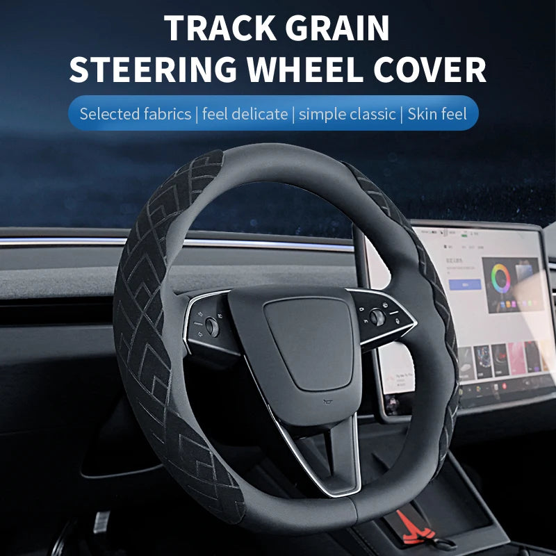 2PCS Segmented Suede Steering Wheel Grip Covers – Ultra-Thin Anti-Slip Stripe Design - Delicate Leather  
