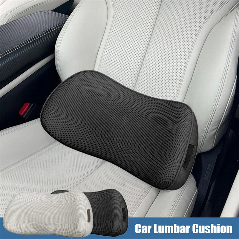 Car Lumbar Support Pillow – Breathable Memory Foam Waist Cushion for Car and Office - Delicate Leather  