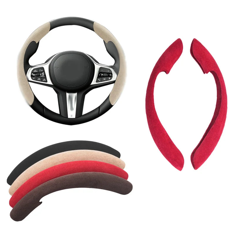 Suede Steering Wheel Cover – Anti-Slip 38cm Universal Grip Interior Accessory - Delicate Leather  
