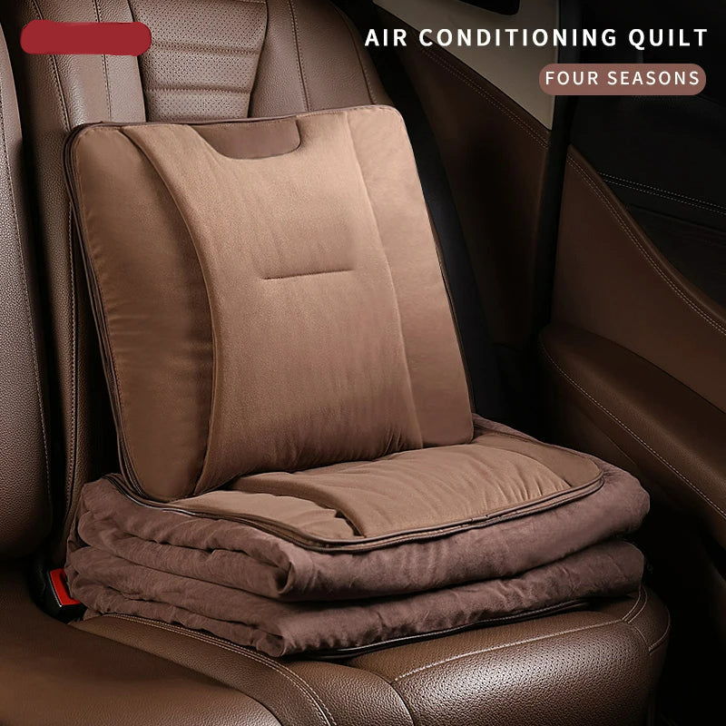 Multi-Functional Car Pillow Quilt - Four Seasons Plush Pillow Blanket - 6 Colors Automotive Parts - Delicate Leather  