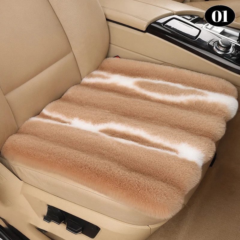 Universal Winter Faux Wool Car Seat Cover – Thickened Warm Plush Cushion, Soft Artificial Fur Interior Accessory - Delicate Leather  