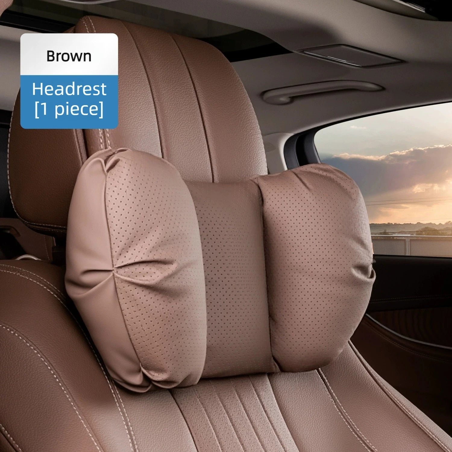 High Quality Universal Car Headrest Cushion Car Seat Neck Pillow Perforated Leather Breathable Lumbar Support Car Pillow - Delicate Leather  