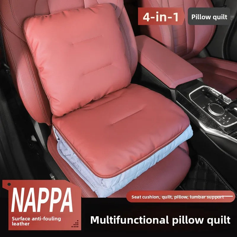 Universal Car Headrest Pillow – High-Quality Latex Cushion with Breathable Leather Cover, Neck & Lumbar Support Pillow - Delicate Leather  