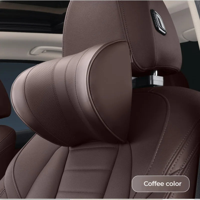 Leather Car Seat Headrest Cushion - Multi-Function Memory Foam Car Neck Pillow - Adjustable Car Headrest Pillow - Auto Accessories - Delicate Leather  