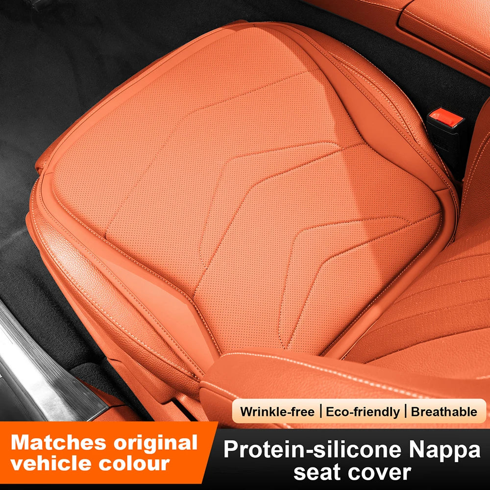Premium Leather Car Seat Cushion & Lumbar Support – Breathable Non-Slip Interior Accessory - Delicate Leather  
