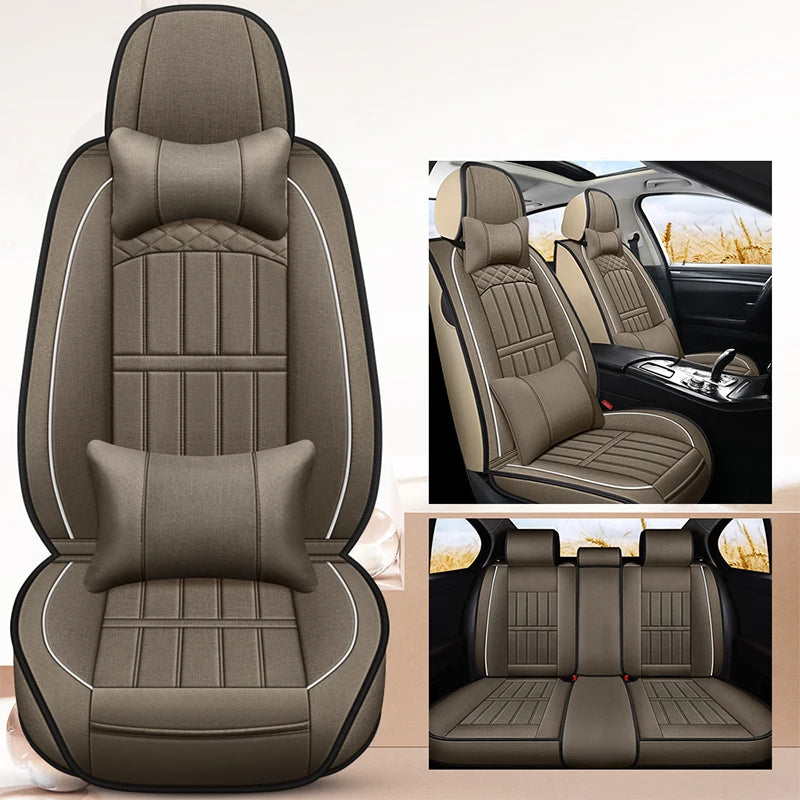Breathable Universal Car Seat Covers – Front & Rear Protection for Auto Interior - Delicate Leather  