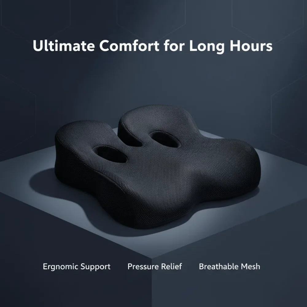 Memory Foam Car Seat Cushion – Breathable Driver Support Pad for Comfortable Seating