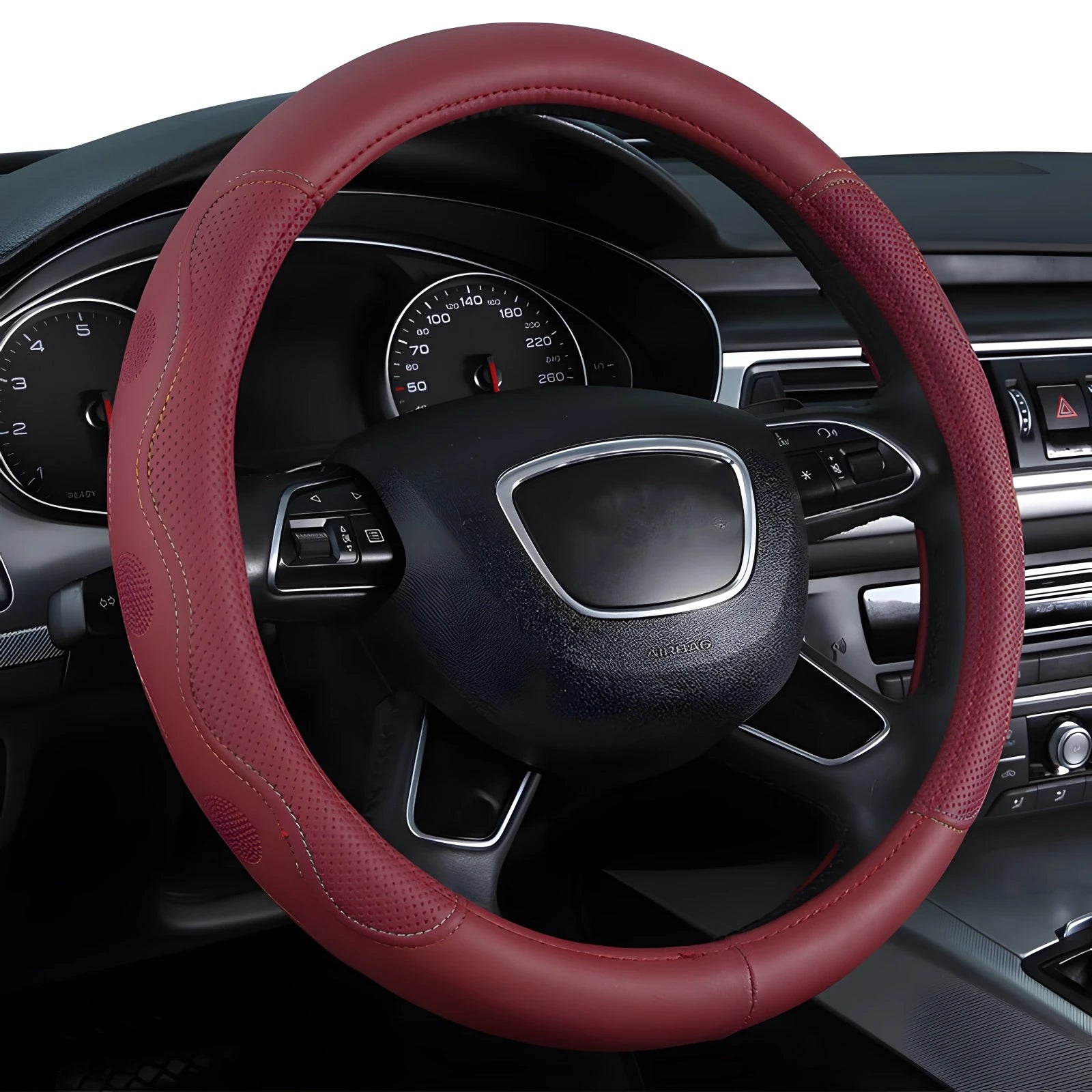 High-Quality Faux Leather Steering Wheel Cover – Wear-Resistant, Breathable, Universal Four-Season Car Handle Cover - Delicate Leather  