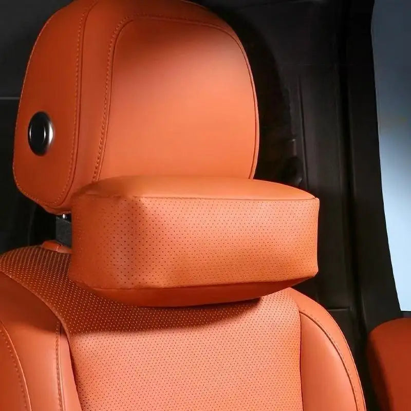 Nappa Leather Car Headrest Pillow – Soft Neck Support Cushion with Easy Installation & Deodorization Feature - Delicate Leather  