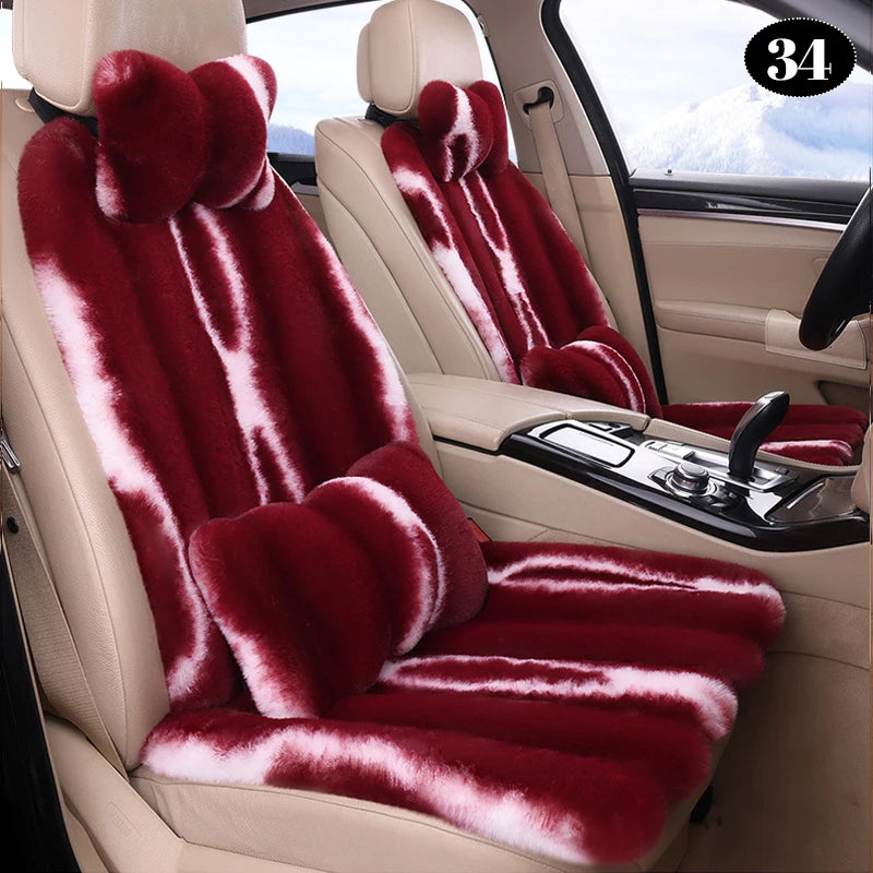 Universal Winter Faux Wool Car Seat Cover – Thickened Warm Plush Cushion, Soft Artificial Fur Interior Accessory - Delicate Leather  