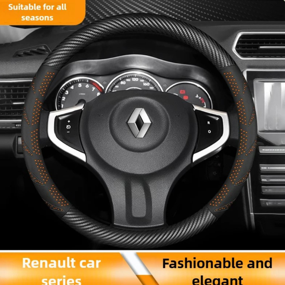 Universal Car Steering Wheel Cover – Anti-Slip, Protective Handle Cover, Compatible with Renault Models - Delicate Leather  