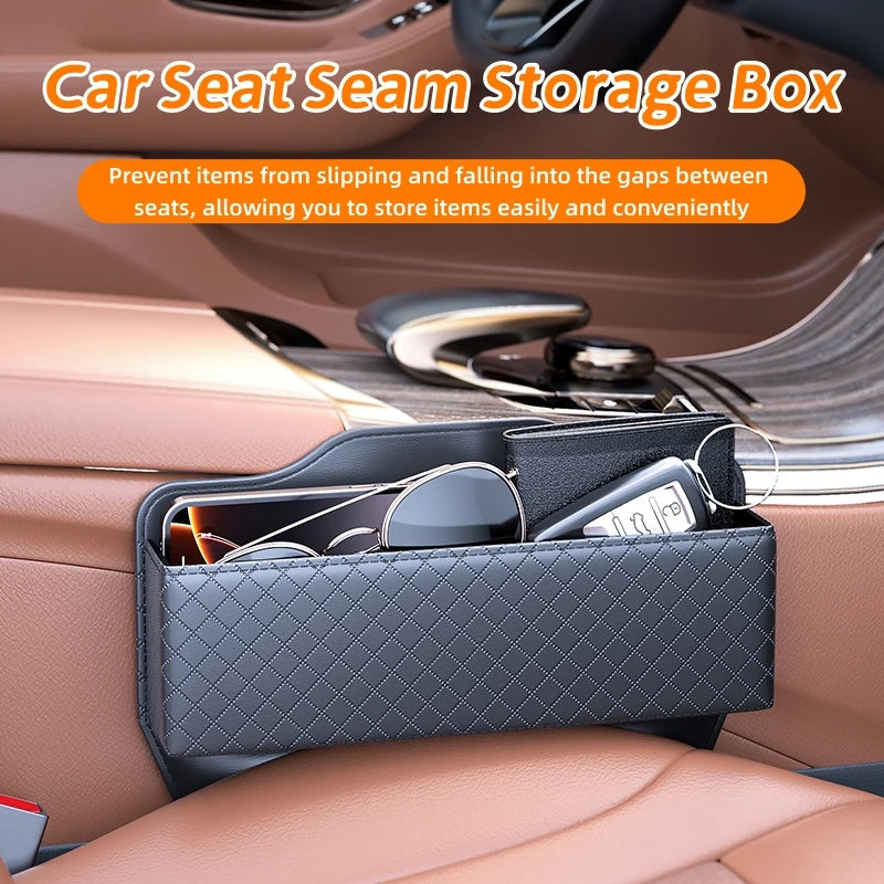 PU Leather Car Seat Gap Organizer – Universal Crevice Storage Box for Small Items - Delicate Leather  
