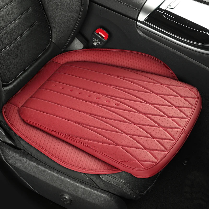 PU Leather Car Seat Cushion – Perforated Breathable Seat Pad, Universal Fit - Delicate Leather  