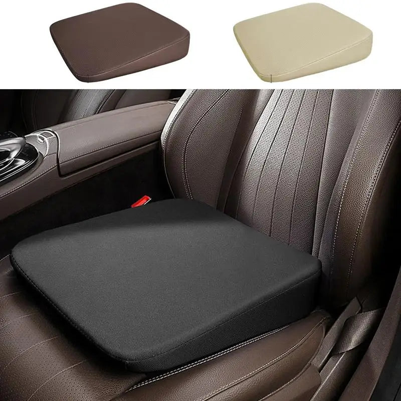 Wedge Car Seat Cushion – Sloped Booster Seat Pad with Non-Slip Base for Vehicle Seats - Delicate Leather  