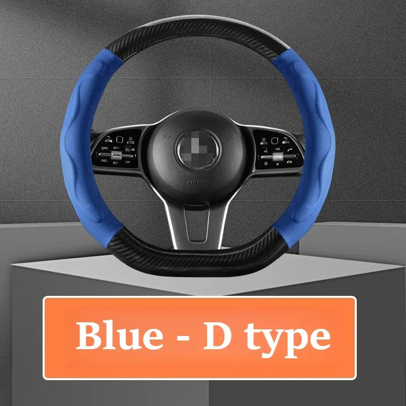 Leather Car Steering Wheel Cover, Fine Skin Texture, Comfortable Grip, Wear-Resistant, All-Season, Universal Fit - Delicate Leather  