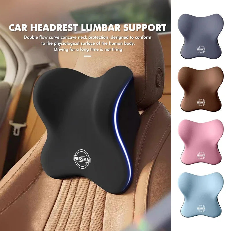 Memory Foam Car Lumbar Support Pillow – Removable Washable Backrest Cushion, Universal Fit - Delicate Leather  
