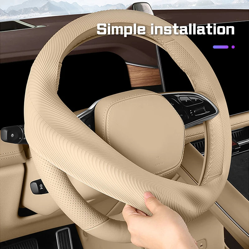 15 Inch Car Steering Wheel Protective Cover – Non-Slip Silicone Wheel Cover for 37–38cm Steering Wheels - Delicate Leather  