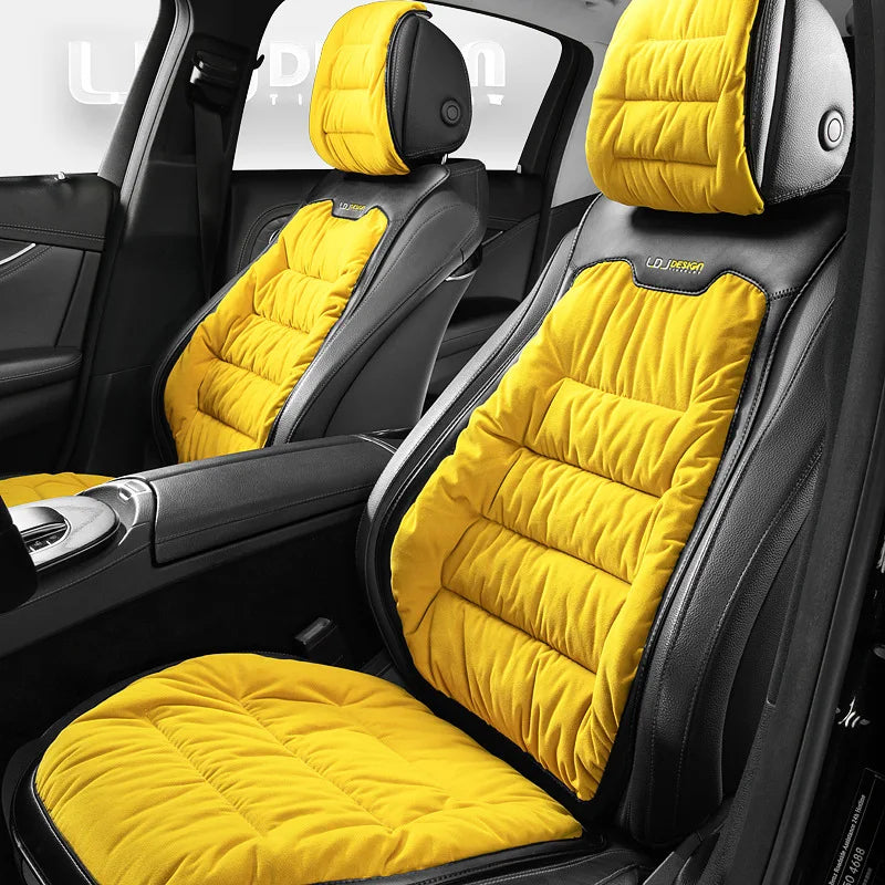 Universal Winter Down Car Seat Cover – Warm Breathable Soft Seat Cushion Protector for Vehicle Interior - Delicate Leather  