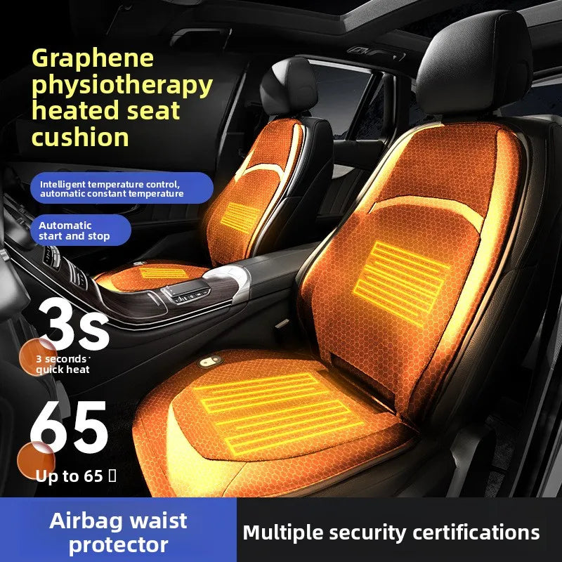 Universal Graphene Heated Car Seat Cushion – Carbon Crystal Leather Winter Warm Seat Cover for Comfortable Driving - Delicate Leather  