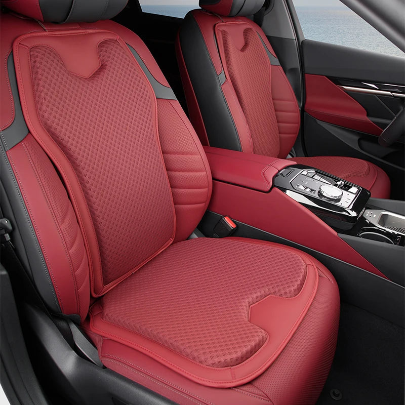Ice Silk Car Seat Cushion for Porsche Cayenne Macan - Summer Breathable Seat Cover - Auto Memory Foam Seat Protector Accessories - Delicate Leather  