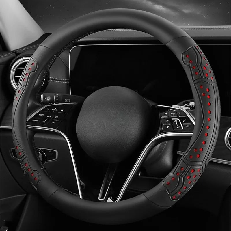Nappa Leather Car Steering Wheel Cover – Universal Non-Slip O/D Type, Car Interior Accessory - Delicate Leather  