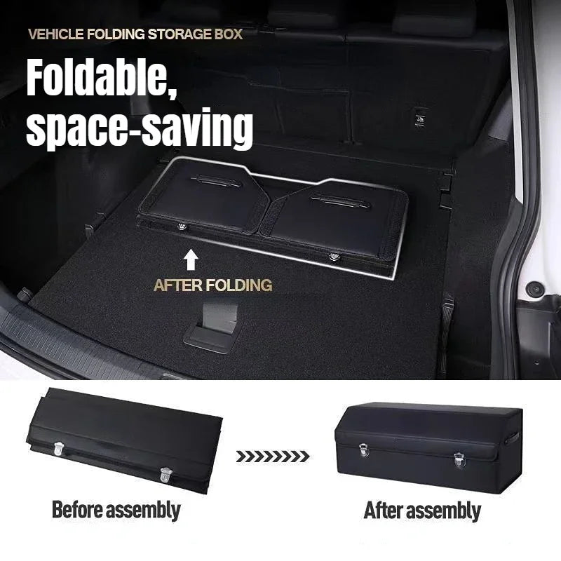 65L Car Organizer for Trunk Box - Storage & Cleaning Car Accessories - Visible Interior Vehicle Supplies - Delicate Leather  