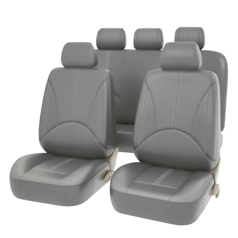 Full Set PU Leather Car Seat Covers – Universal Fit 5 Seats, Durable Interior Cushion Protector - Delicate Leather  