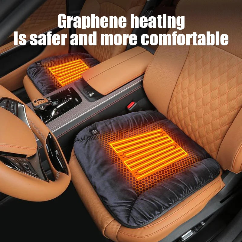 Graphene Car Heating Cushion – Winter Plush Seat Pad, 12V USB Electric, Universal. - Delicate Leather  