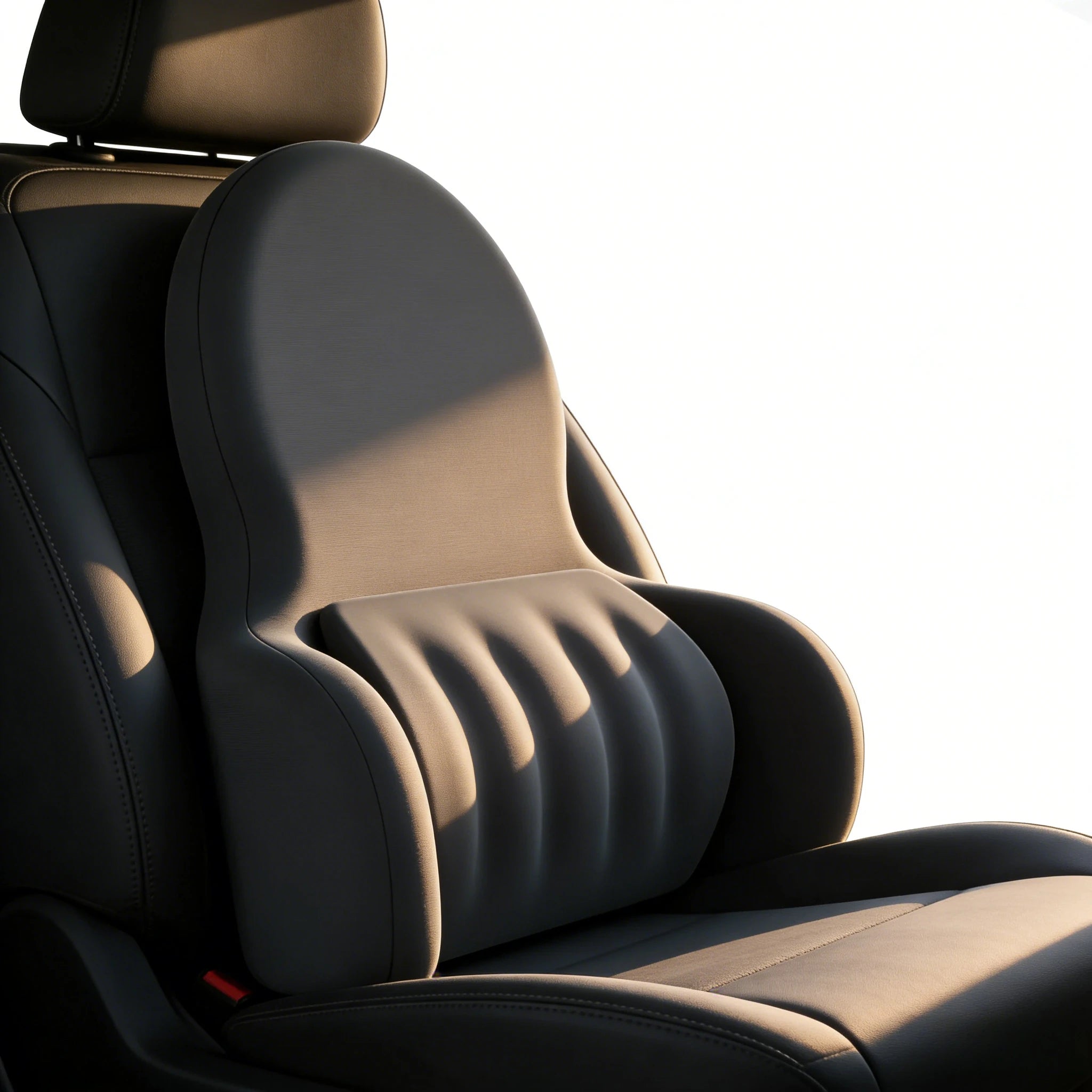 Memory Foam Lumbar Support Cushion – Ergonomic Backrest Pillow for Car & Chair - Delicate Leather  