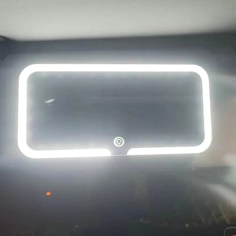 Rechargeable LED Car Vanity Mirror – Touch Sensor, Stepless Dimming, Sun Visor Mount - Delicate Leather  